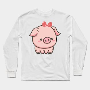 Pig with Bow Long Sleeve T-Shirt